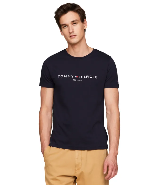 Tommy Hilfiger Crewneck | T-Shirt Logo Slim-Fit Mall Embroidered Men\'s Vancouver