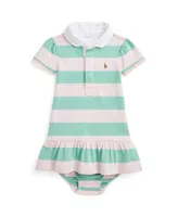 Polo Ralph Lauren Baby Girls Striped Cotton Rugby Dress and Bloomer Set