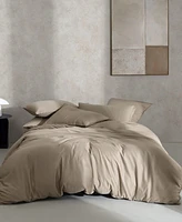 Calvin Klein Organic Earth Solid Cotton Sateen 3 Piece Duvet Cover Set