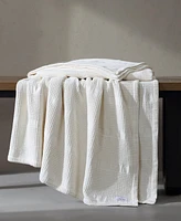 Calvin Klein Waffle Stripe Cotton Blanket