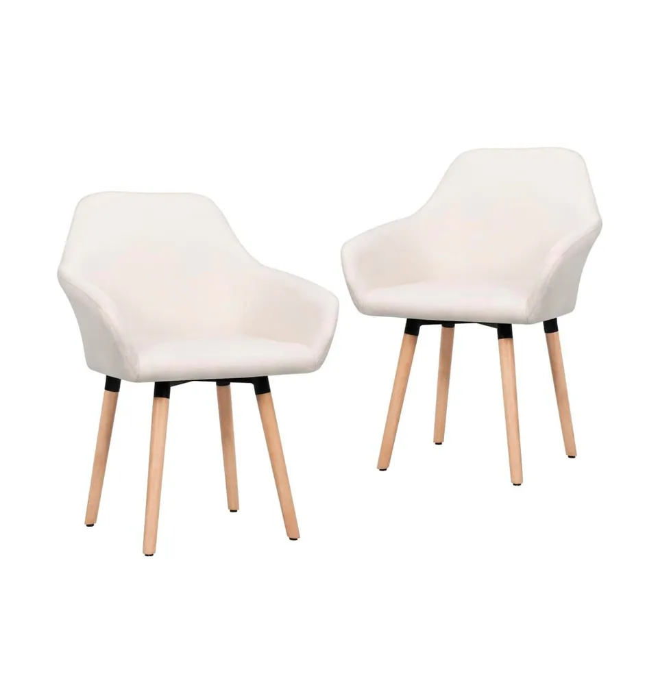 Dining Chairs 2 pcs Cream Fabric