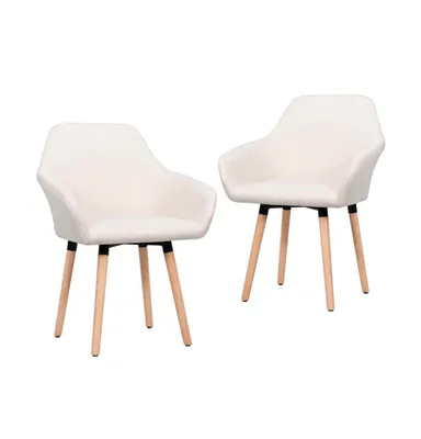 Dining Chairs 2 pcs Cream Fabric