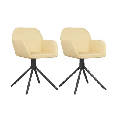 Swivel Dining Chairs 2 pcs Cream Velvet