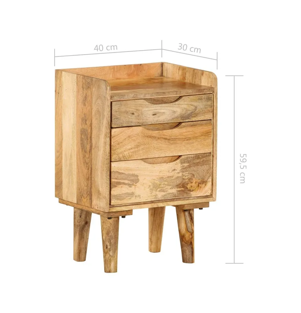 Bedside Cabinet Solid Mango Wood 15.7"x11.8"x23.4"