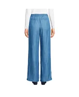 Lands' End Petite High Rise Pleated Tencel Fiber Wide Leg Pants