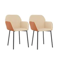 Dining Chairs 2 pcs Cream Fabric and Faux Leather