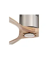 52" Wind spun Modern Hugger Indoor Ceiling Fan with Remote Control Brushed Nickel Natural Wood Carved Blades for Living Room Kitchen Bedroom Kids Room