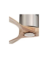 52" Windspun Modern Hugger Indoor Ceiling Fan with Remote Control Brushed Nickel Natural Wood Carved Blades for Living Room Kitchen Bedroom Kids Room