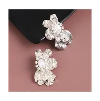 Sohi Women's Silver Flower Drop Earrings