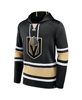 Men's Fanatics Black Vegas Golden Knights Puck Deep Lace-Up Pullover Hoodie