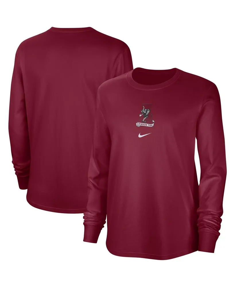 Women's Nike Crimson Distressed Alabama Crimson Tide Vintage-Like Long Sleeve T-shirt