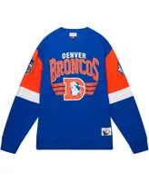 Men's Mitchell & Ness Royal Denver Broncos Gridiron Classics Allover 3.0 Pullover Sweatshirt