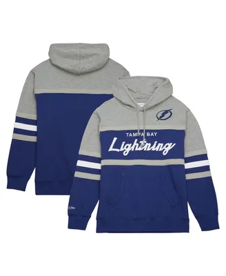 Men's Mitchell & Ness Blue, Gray Tampa Bay Lightning Head Coach Pullover Hoodie