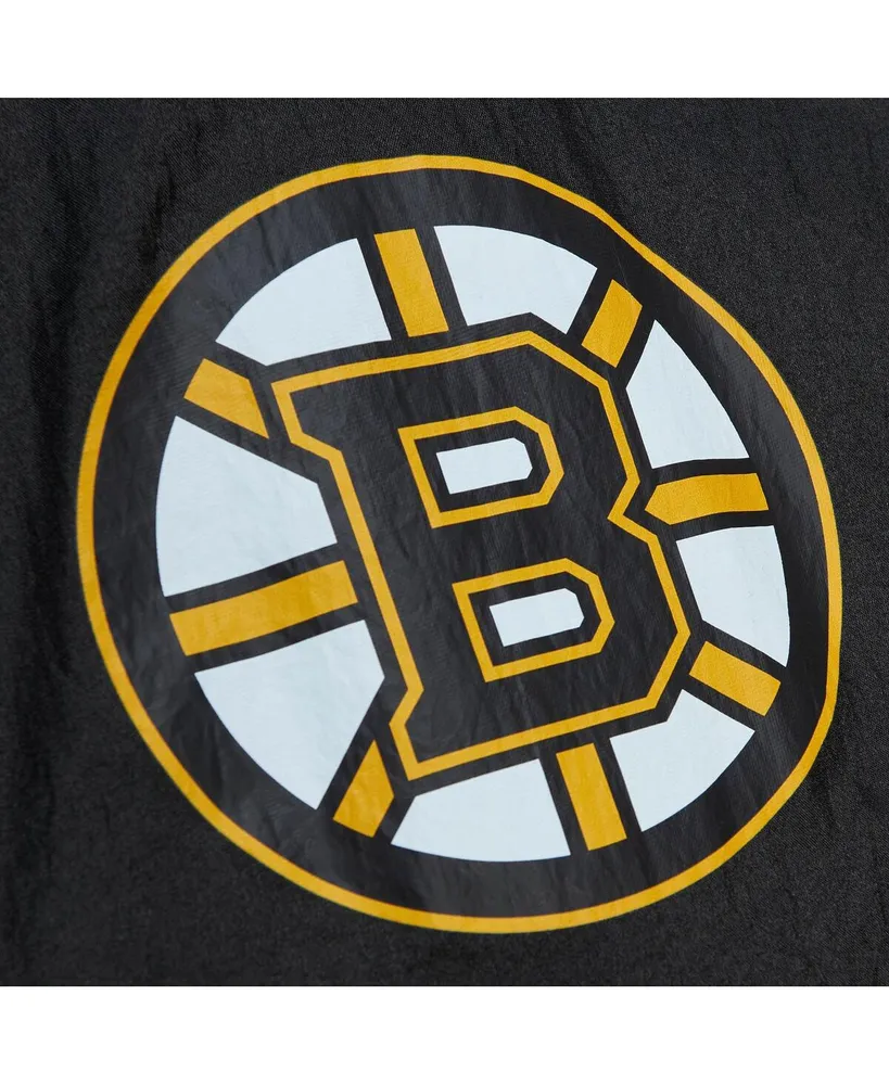 Men's Mitchell & Ness Black Boston Bruins Team Og 2.0 Anorak Half-Zip Windbreaker Jacket
