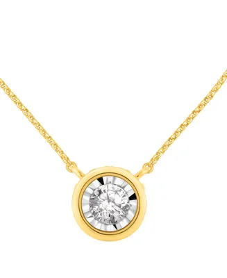 Diamond Miracle Plate Bezel Pendant Necklace (1/2 ct. t.w.) in 14k Gold, 16" + 2" extender in 14k Two-Tone Gold