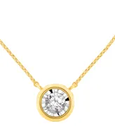 Diamond Miracle Plate Bezel Pendant Necklace (1/2 ct. t.w.) in 14k Gold, 16" + 2" extender in 14k Two-Tone Gold