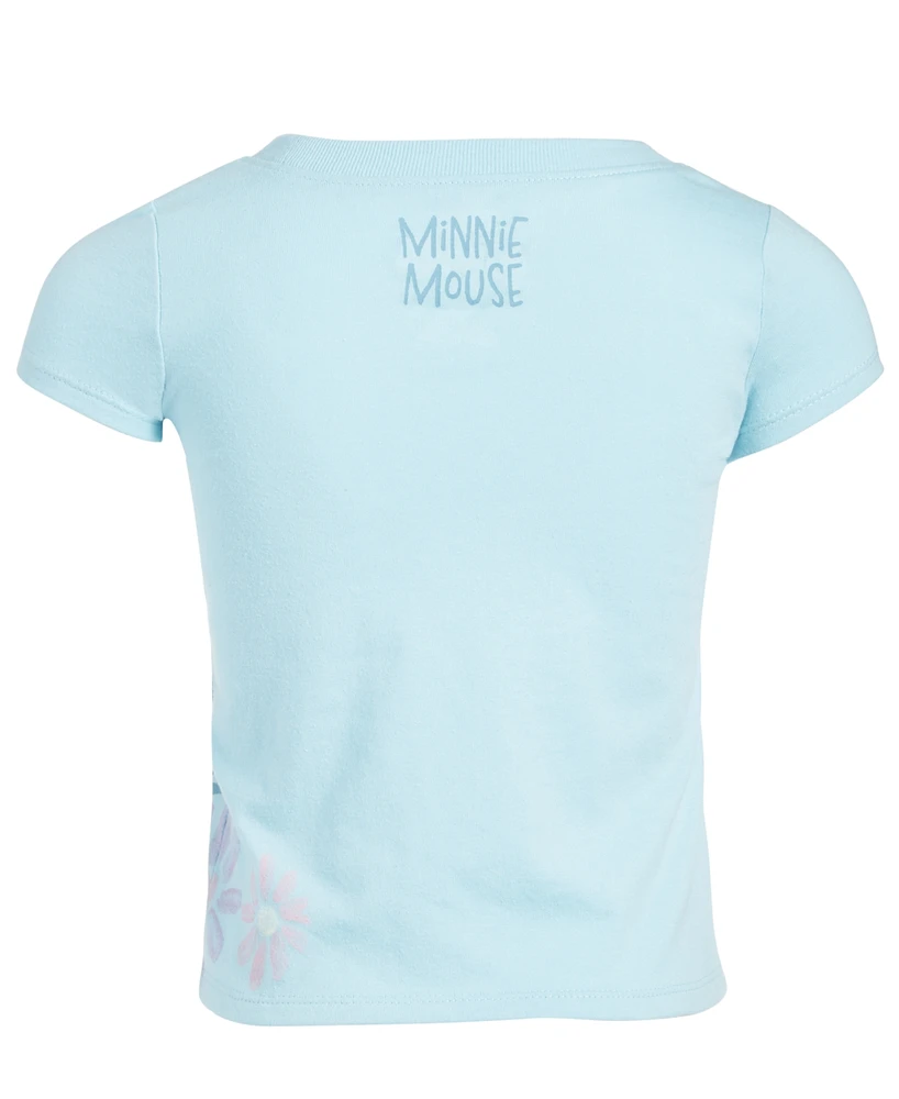 Disney Toddler & Little Girls Minnie Mouse Flower Applique Printed T-Shirt