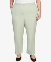 Alfred Dunner Plus Size English Garden Buckled Flat Front Waist Short Length Pants