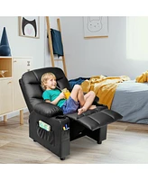 Kids Youth Recliner Chair Pu Leather w/Cup Holders & Side Pockets