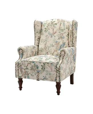 Hulala Home Millicent Upholstered Wingback Armchair with Nailhead Trim