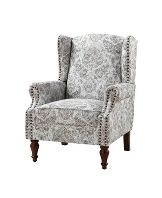 Millicent Upholstered Wingback Armchair with Nailhead Trim