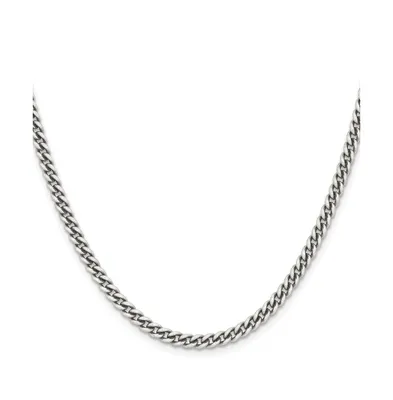 Chisel Stainless Steel Antiqued 4mm Round Curb Chain Necklace