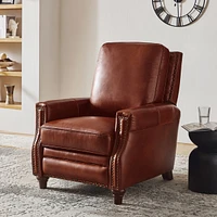 Bellino Modern Genuine Leather Recliner with Nailhead Trim