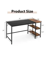 55'' Computer Desk Writing Workstation Study Table Home Office with Bookshelf