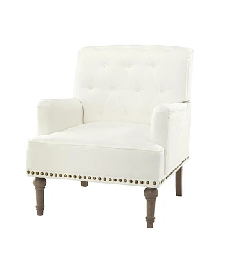Mcgavock Traditional Wooden Upholstered Accent Chair with Tufted Back