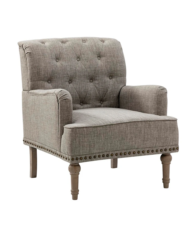 Mcgavock Traditional Wooden Upholstered Accent Chair with Tufted Back