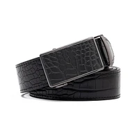 Men's Genuine Leather Crocodile Design Dress Belt with Automatic Buckle