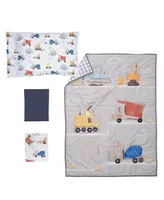 Bedtime Originals 4-Piece Construction Zone Gray/Navy/White Toddler Bedding Set