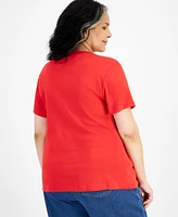 Style & Co Women's Cotton Short-Sleeve Henley Top, Created for Macy's