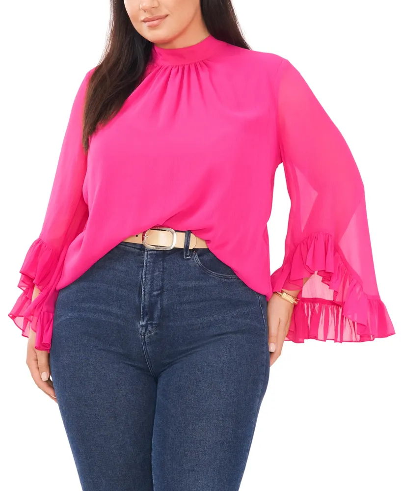Vince Camuto Plus Size Ruffled Bell-Sleeve Top
