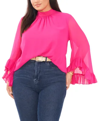 Vince Camuto Plus Size Ruffled Bell-Sleeve Top