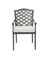 Simplie Fun Aluminum Dining Armchair With Cushion, Set Of 2, Cast Silver