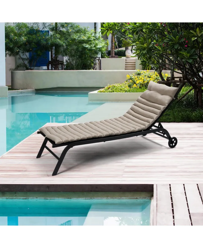 Simplie Fun 2 Pcs Set Outdoor Lounge Chair Cushion Replacement Patio Furniture Seat Cushion Chaise Lounge Cushion-