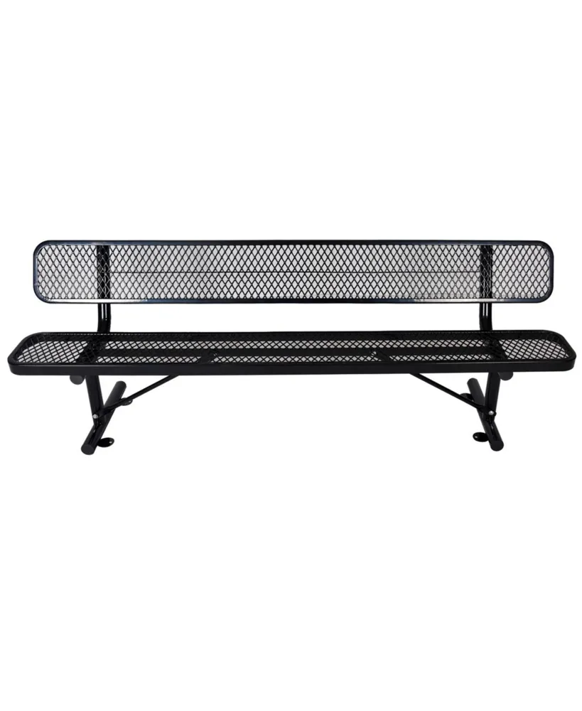 Simplie Fun 8 Ft. Outdoor Steel Bench With Backrest