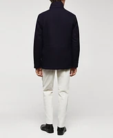 Mango Men's Pockets Detail Short Wool Coat