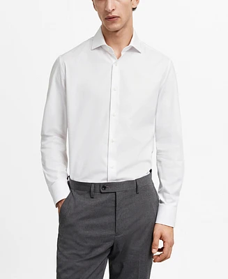 Mango Men's Slim-Fit Textured Cotton Suit Shirt