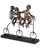 Children Riding Bike 12 3/4" Wide Sculpture - Dahlia Studios