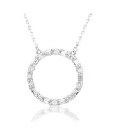 Suzy Levian New York Suzy Levian Sterling Silver Cubic Zirconia Alternating Round & Baguette Open Circle Pendant Necklace