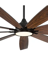 72" Tahoe Breeze Industrial Indoor Outdoor Ceiling Fan with Led Light Remote Control Matte Black Dark Walnut Wood Damp Rated for Patio Exterior House