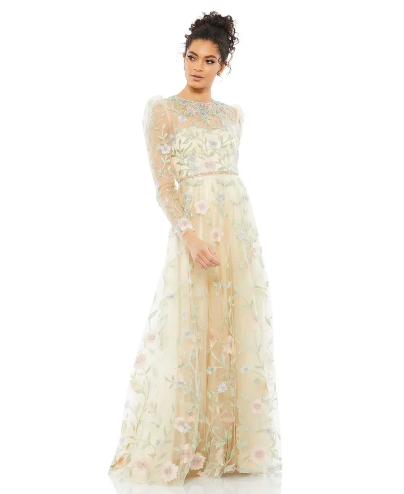 Women's Floral Print Butterfly Sleeve Flowy Gown