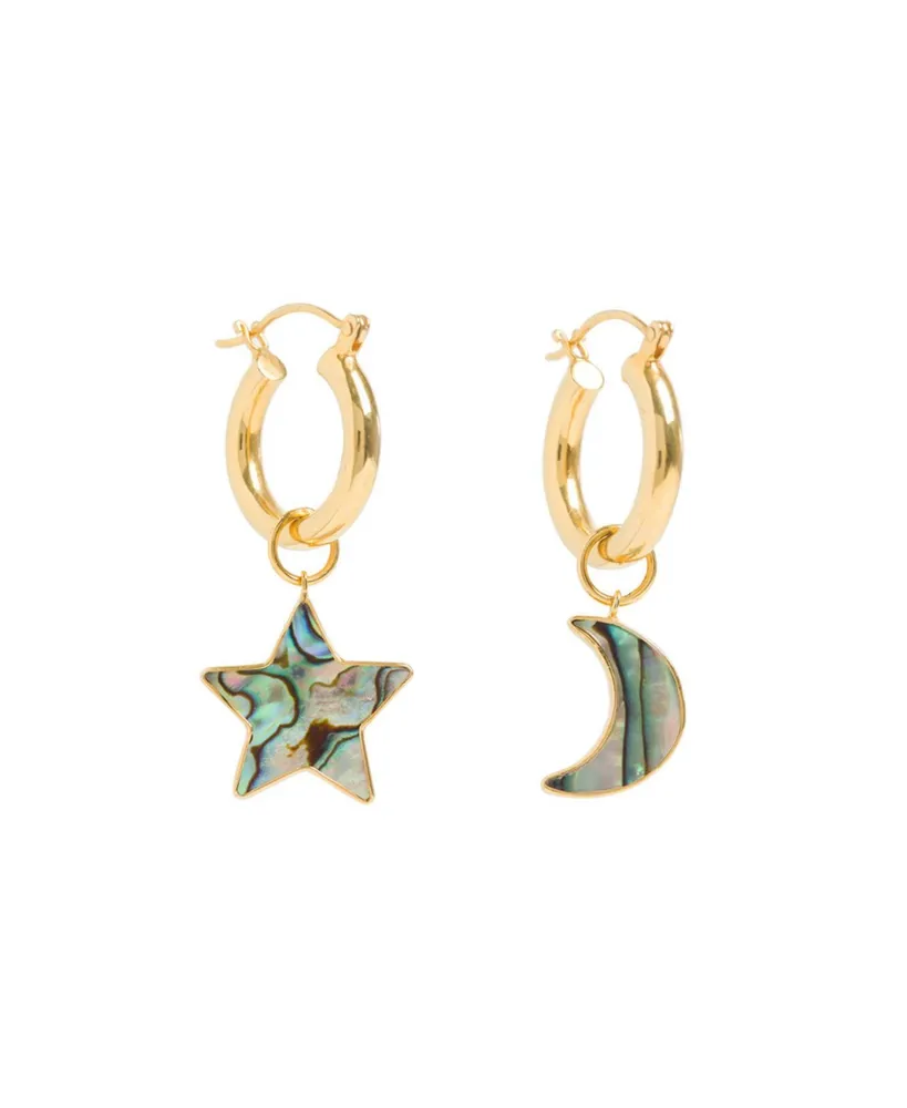 Mini Hoops with Paua Star and Moon