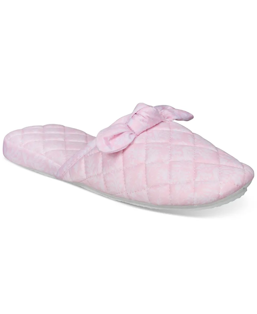 Charter Club Women's Gingham-Print Bow-Top Slippers, Created for Macy's