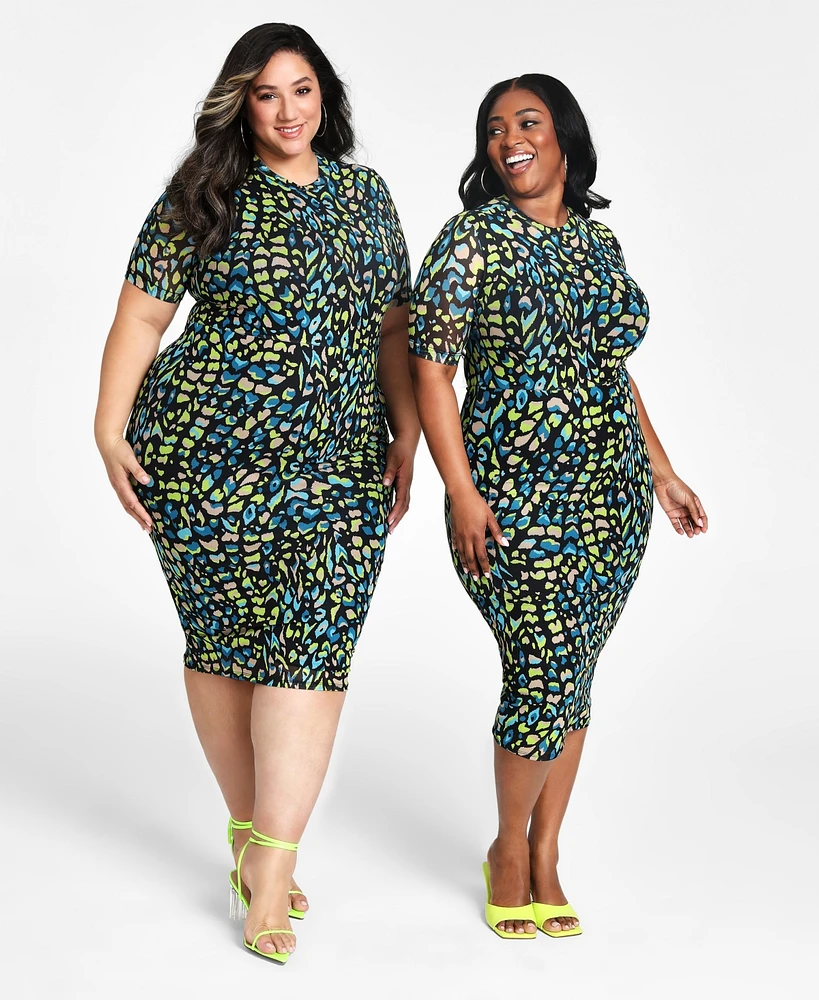 Nina Parker Trendy Plus Mesh Midi Dress, Created for Macy's