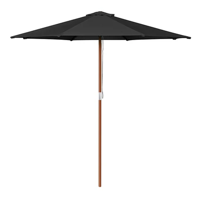 Yescom 9 Ft Wooden Patio Umbrella 8 Ribs Table Parasol Rope Pulley Outdoor Backyard