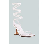 Women's Lewk Strappy Tie Up Spool Heel Sandals