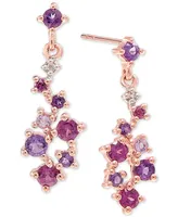 Multi-Gemstone Cluster Drop Earrings (5/8 ct. t.w.) 14k Gold-Plated Sterling Silver